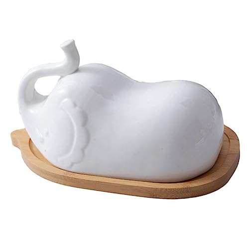 PRETYZOOM Butterdose Aus Keramik Mit Holzhalter Abgedeckte Butterdose Deckelgriff Für Butterdose Mit Deckel Aufbewahrungsbehälter Für Butter Breite Butterdose Bambus von PRETYZOOM