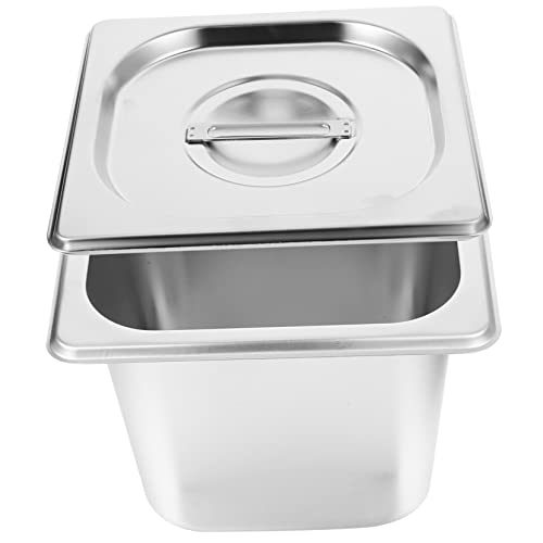 PRETYZOOM Edelstahl Speisebecken Pfanne Mit Deckel Behälter Mit Deckel Servier Buffet Pfanne Speiseservice Pfannen Mit Deckel Edelstahl Snackteller Edelstahl Buffet Tablett Silber von PRETYZOOM