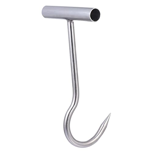 PRETYZOOM Edelstahl T Förmiger Fleischhaken mit Griff Robuster Metzgerhaken für Fleischverarbeitung Bbq Outdoor und Küchen Kleines Platzsparendes Design Hygienisches Griffmaterial Starke von PRETYZOOM