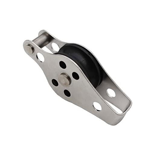 PRETYZOOM Edelstahl Umlenkrolle mit Nylonseil Single Pulley Flaschenzug für Boot Korrosionsbeständig Hitzebeständig Robuste Seilrolle zum Gewichtheben und Lastenaufzug von PRETYZOOM