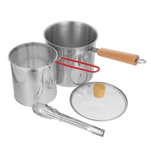 PRETYZOOM Edelstahltopf Mit Korb Für Fritteuse Fischfritteuse Und Kochen Kleiner Frittiertopf Aus Edelstahl Mit Edelstahl-filterkorb Für Braten Schmoren Und Ölabbau von PRETYZOOM