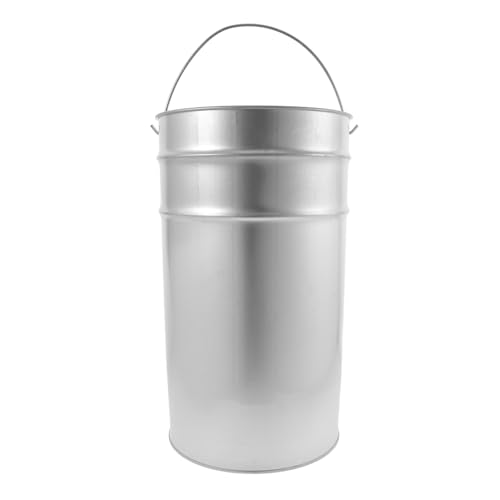 PRETYZOOM Galvanisierter Eisenbehälter mit Griff Multifunktionaler Mülleimer für Garten und Außenbereich Robuster Abfallbehälter mit Großer Kapazität von PRETYZOOM