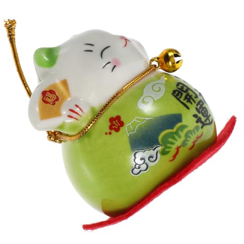 PRETYZOOM Glücksbringer Winkekatze 3st Glückliche Katzenverzierung Japanisches Desktop-Ornament -Ornament Japanischer Artikel Für Zu Hause Japanische Haushaltsgeräte Tischtier Green Keramik von PRETYZOOM