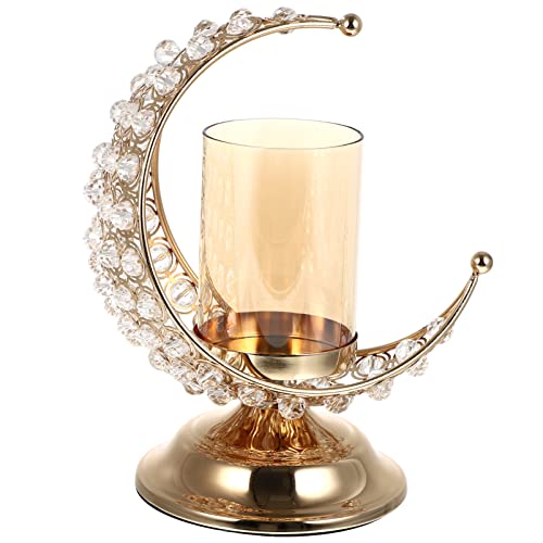 PRETYZOOM Gold Ramadan Kerzenhalter Mond Glas Teelichthalter Arabische Kerzenleuchter Metall Kerzenständer Eid Mubarak Ornamente Muslim Islam Dekoration Wohnzimmer Tischdeko Muslimische Deko von PRETYZOOM