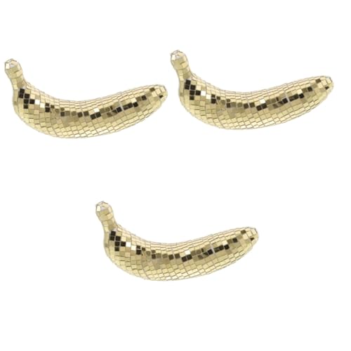 PRETYZOOM Goldene Banane Deko 3st Disco-banane Bürodeko Büro Dekoration Für Weihnachtsmuffel Gefälschte Banane Retro Boje Schwarzer Spiegel Glitzernde Netzstrümpfe Disco-dekoration Bananenmodell Glas von PRETYZOOM