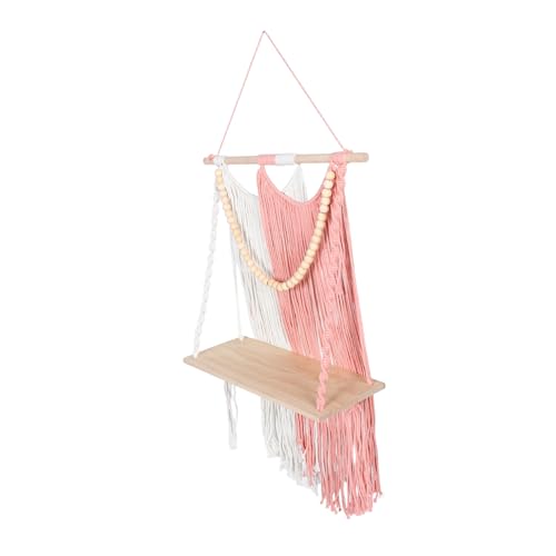 PRETYZOOM Handgewebte hängende Dekorationen Dekoratives Quastenregal Wohnzimmerwandkunst Macrame Plant Decor Quasten Wandteppiche aus Makramee-Holz Baumwollseil von PRETYZOOM