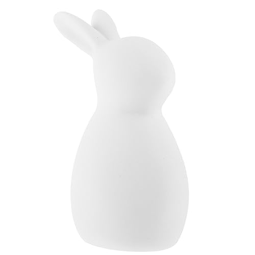 PRETYZOOM Hase Figur Statue Keramik Kaninchen Skulptur Mikrolandschaft Ornament Ostern Dekofigur für Zuhause Weihnachten Xmas Neujahr Party Tisch Kamin Dekoration Gartendeko Weiß von PRETYZOOM