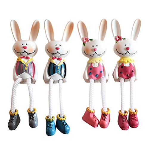 PRETYZOOM Hase Figuren Kantensitzer Osterhase Figuren Harz Osterhäschen Skulptur 4pcs Desktop Schreibtisch Fensterbank Bücherregal Ornamente Ostern Festival Party Dekoration Geschenk von PRETYZOOM