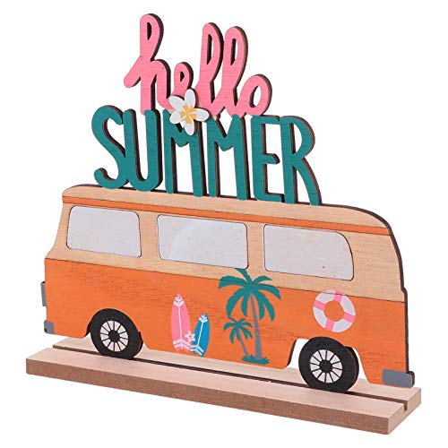 PRETYZOOM Holz Schriftzug Deko Hello Summer Bus Tropischer Stil Hawaiian Stil Desktop Ornament DIY Luau Party Geburtstag Hochzeit Dekoration Geschenk von PRETYZOOM