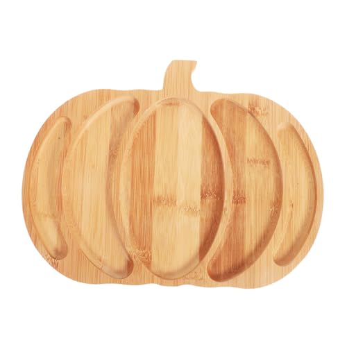 PRETYZOOM Holztablett Kürbisform Servierplatte mit Fächern für Halloween Thanksgiving Snack Obst Käseplatte für Herbst Partys von PRETYZOOM