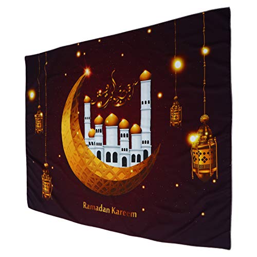 PRETYZOOM Islamischer Wandteppich Eid Mubarak Tapisserie Wanddekoration Islamische Wandkunst islamische Dekoration für Zuhause Strand Blatt Tischdecke Dekoration 150x100 cm von PRETYZOOM