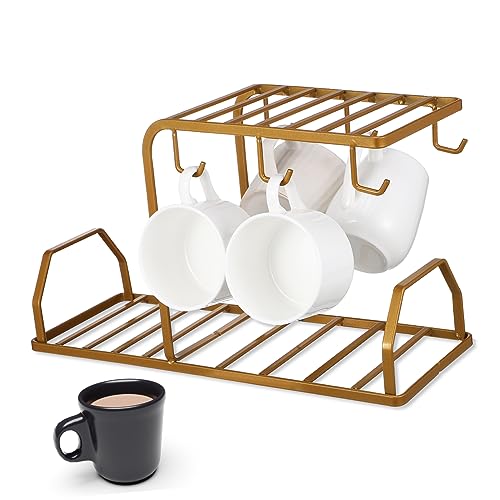PRETYZOOM Kaffeetassenhalter aus Stabiler Mug Organizer mit Praktischen Haken und Ablagefläche für Geschirr Design von PRETYZOOM