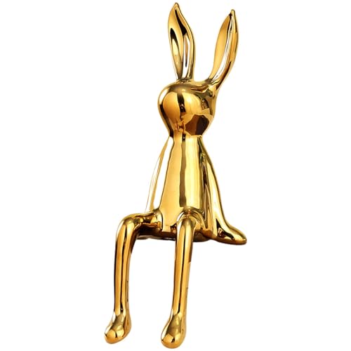 PRETYZOOM Goldene Keramik Osterhasen-Statue Sitzender Hase Deko FüR Tischdeko Garten Deko Und Zuhause Elegante Hasenverzierung Aus Stabiler Keramik von PRETYZOOM