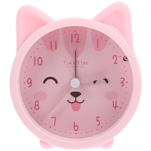 PRETYZOOM Cartoon Katzenwecker Mit Nachtlicht Leiser Alarm Desktop Uhr Für Schlafzimmer Batteriefrei Niedliches Design Für Erwachsene Pinke Katzenuhr Für Stimmungsvolle Raumgestaltung von PRETYZOOM