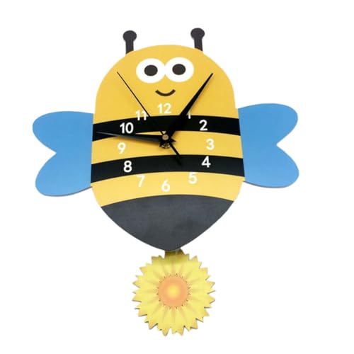 PRETYZOOM Cartoon Wanduhr Bienenform Leise Wanduhren Für Kinderzimmer Moderne Wanddekoration Für Schlafzimmer Und Wohnzimmer Batteriefrei Großes Ziffernblatt Nordic Design von PRETYZOOM