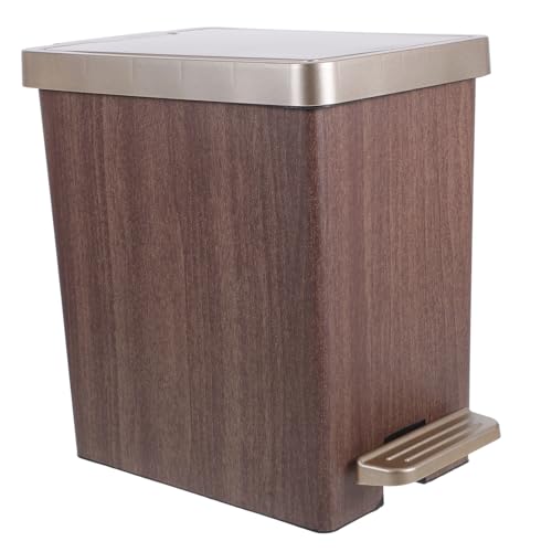 PRETYZOOM Kleiner Mülleimer mit Holzmaserung für Schlafzimmer und Badezimmer Geruchsblockierender Deckel Langlebig und Geräumig für Moderne Haushalte von PRETYZOOM