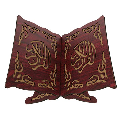 PRETYZOOM Koran Halter Holz Buchstütze Leseständer Vintage Dunkelrot 29x21x18cm Muslimische Islamische Ramadan Dekorationen Eid Mubarak Gebet Buch Standhalter von PRETYZOOM