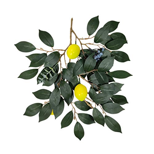 PRETYZOOM Künstliche Zitronenzweige Zitronenblume Zweig Frühling künstlicher Zitronen Deko dekorativer Obst Zweig grüne Blätter Bauernhaus Stil Tischdeko für Innen Draußen Hochzeit Dekoration von PRETYZOOM