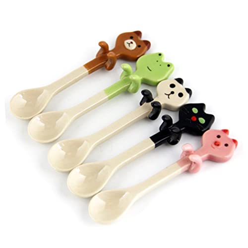 PRETYZOOM Tierdesign Mini Keramiklöffel Panda-muster Kaffeelöffel Für Junge Mädchen Weiß Aus Hartem Keramik Für Desserts Und Snacks Mit Praktischen Aufhängelöchern von PRETYZOOM