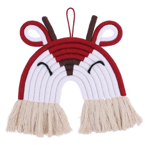 PRETYZOOM Löwen Schmuck Wand Schmuck Lampenschirm Aus Schwarzem Draht Makramee Wandbehang Makrame -Wand Hängen Wandtattoos Makramee-wanddekoration Weiden Pendelleuchte Garn Rot von PRETYZOOM