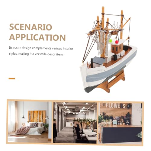 PRETYZOOM Mediterranes Holz Segelschiff Modell Handgefertigte Küsten-Dekoration Kompakte für Regal und Schreibtisch Rustikale Meeres-Figurine als Graduation Cake Topper und Beach Party von PRETYZOOM