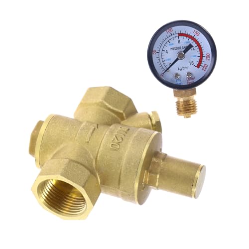 PRETYZOOM Messing Wasser Druckminderer Ventil mit Manometer Einstellbar für Haushaltswasser Stabile Druckregulierung Mittlere Geeignet für Wasserenthärter und Solarheizung PRETYZOOM Messing Wasser Druckminderer Ventil mit Manometer Einstellbar für Haushaltswasser Stabile Druckregulierung Mittlere Geeignet für Wasserenthärter und Solarheizung von PRETYZOOM