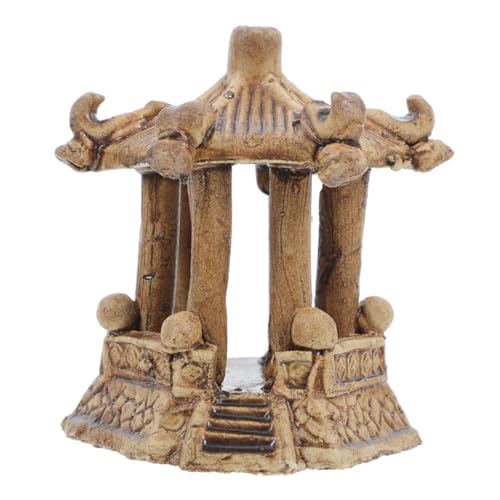 PRETYZOOM Miniatur Hexagon Pavillon Statue aus Keramik Asiatisches Pagodenmodell für Aquarium Landschaft Feengarten Dekoration Bonsai Mikro Landschaft Ornament Platzsparend Handgefertigt von PRETYZOOM