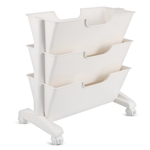 PRETYZOOM Mobiler Bücherregalwagen mit Stufiger Aufbewahrungswagen für Büro und Klassenzimmer zu Montieren Design Robuste Bauweise für Optimale von PRETYZOOM