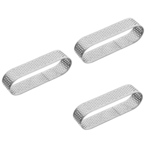 PRETYZOOM Mousse Kuchenform 3 Stk Mousseform Obsttortenform Bratentopf Gebäckform Ovalform Dessertform Ringform Obstkuchen-kekse Perforierte Tortenringe Törtchen Kuchenform Tiramisu- Silver von PRETYZOOM