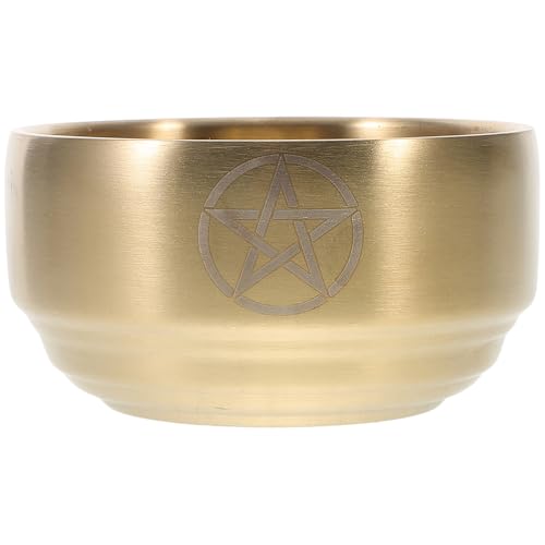 PRETYZOOM RäUcherschale Messing Mit Pentagramm Design Altar Ritual Schale FüR RäUcherungen Kerzen Und Dekoration 10.5cm Gold von PRETYZOOM