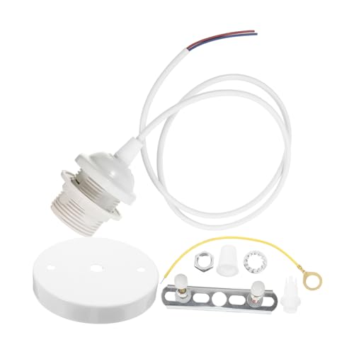 PRETYZOOM Pendelleuchte Fassung Kabel Vintage Industrie Design Schraubfassung Lichtsockel für Wohnzimmer Esszimmer Arbeitszimmer Vielseitig Einsetzbar Weiß Acv von PRETYZOOM