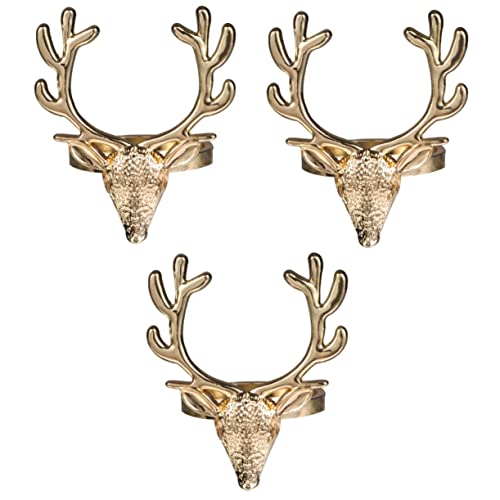 PRETYZOOM Serviettenringe Hirsch 12 Stück Legierte Weihnachtstischdekorationen Rentiergeweih Weihnachtsserviettenringe Serviettenring Golden Serviettenring Hirsch von PRETYZOOM