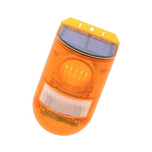 PRETYZOOM Solar-Alarmlicht Solarleuchten im Freien Außensensorleuchten bis wiederaufladbar LED Panel Solar-Warnleuchte Warnlampe Anti-Diebstahl-Lampe Abs Orange von PRETYZOOM