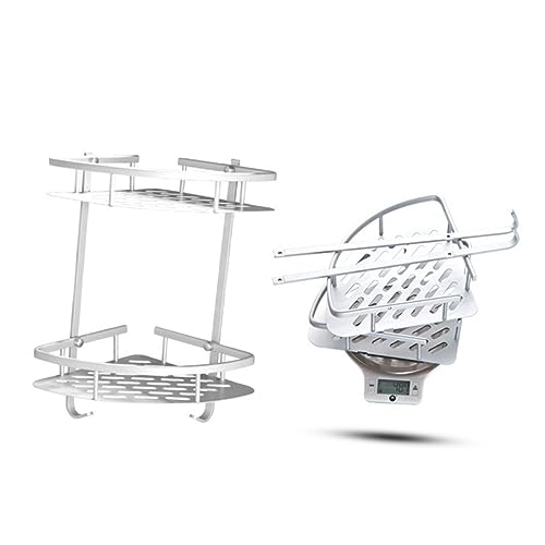 PRETYZOOM Space Aluminium Wandmontage Eckregal Duschkorb mit Doppelter Ablage Hohles Design für Schnelle Wasserableitung Rostfrei Platzsparend für Badezimmer und Toilette von PRETYZOOM