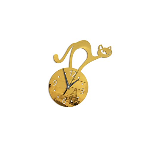 PRETYZOOM Stabile Wanduhr Aus Acryl Mit Kätzchenmotiv – Große Dekorative Uhr Für Zuhause Büro Café Tickt Nicht Leicht Zu Reinigender Spiegel von PRETYZOOM