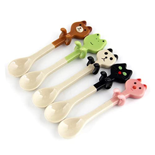 PRETYZOOM Tierischer Mini-keramiklöffel Für Junge Mädchen Cartoon Tierdesign Grüner Dessert Und Kaffeelöffel Aus Hartem Keramikmaterial Für Snacks Und Süße Leckereien Macht Das von PRETYZOOM