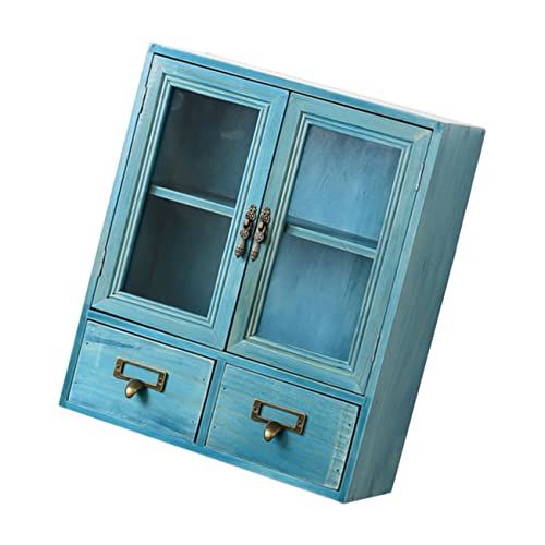 PRETYZOOM Vintage Holz Aufbewahrungsbox mit Doppellagige Kosmetik und Schmuck Organizer für Schreibtisch Stilvolle Dekoration für Büro und Zuhause Robustes und Sicheres Material Praktisch von PRETYZOOM