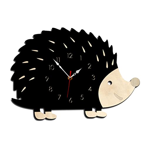 PRETYZOOM Wanduhr stille Uhr Cartoon-Igel-Form-Uhr Tier schmücken Produkt Hölzern von PRETYZOOM