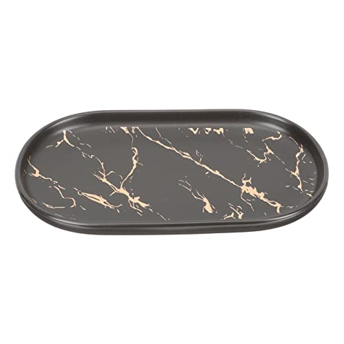 PRETYZOOM Marmor Badezimmer Tablett Toilettenartikel Aufbewahrung Oval Bad Organizer Badezimmer Zubehör Pflegeleichtes Design von PRETYZOOM