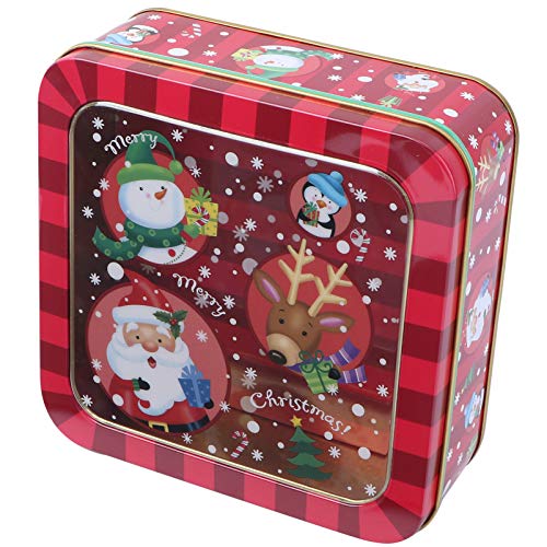 PRETYZOOM Weihnachten Geschenkdose Weißblech Leere Dosen Süßigkeit Kästen 15cm Quadrat Bonbon Plätzchen Kekse Candy Box mit Fenster Geschenkverpackung Vorratsdosen Weihnachtsparty von PRETYZOOM