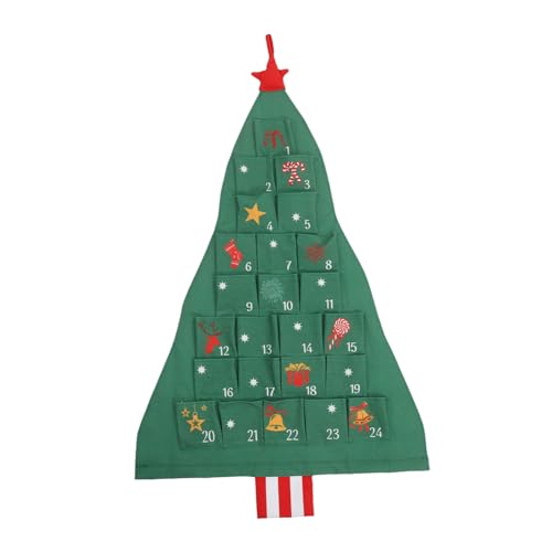 PRETYZOOM Weihnachtlicher Adventskalender zum Aufhängen mit Wiederverwendbar Platzsparend Türhänger für Weihnachtsdeko und Diy-kalender Grün für Festliche Countdown-feiern von PRETYZOOM