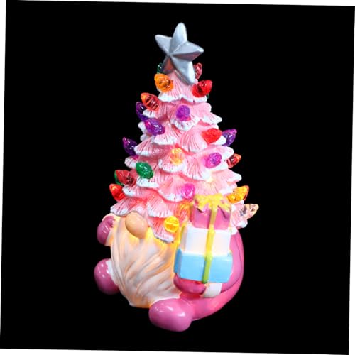 PRETYZOOM Weihnachtsbaum -Nachtlichter Baum Tischlampe Baum Nachtlicht Lichtbäume zur Dekoration im Innenbereich LED-Weihnachtsnachtlicht Zeichentrickzwerg Innennotlicht Licht Harz Rosa von PRETYZOOM