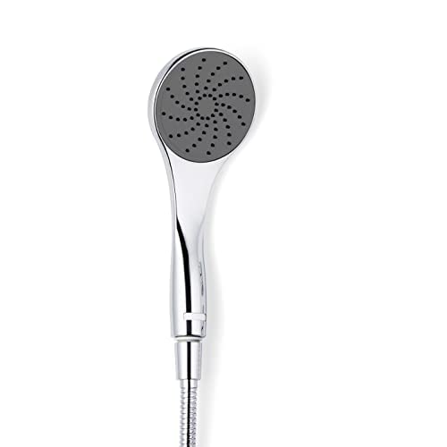 Handbrause SlimLine verchromt Anthrazit Optik mit Click-Verschluss 1/2", 1 Jet Duschkopf mit einem Durchmesser von 100 mm und EasyClean Noppentechnik-System von Preval