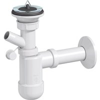 Preloc Basic Siphon für Waschbecken ø32 mm Anschluss an Waschmaschine Metallsieb Gummistopfen Abflussrohr mit Rosette - Prevex von PREVEX