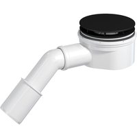 Prevex - Showerloc Ablaufgarnitur flach mit Siphon matt schwarz 90 mm mit Haarsieb 40 50 mm Auslass von PREVEX
