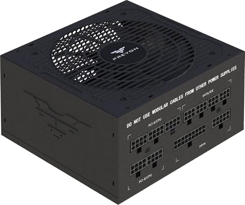 PREYON Netzteil PC, PSU 750W Bronze, ATX 3.1, Gaming Power Supply 12V, PCI-e 5.1, Modular, Leise Arbeit 120-mm-Lüfter, Japanische Komponenten (Eagle Power) von PREYON