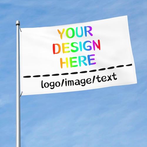 PRFELMG Individuelle Flaggen 2x3 Ft, gestalten Sie Ihr eigenes Foto/Logo/Text - Doppeldruck - Personalisierte Flagge für den Außenbereich, Dekobanner für Geburtstag und Geschäftsgeschenke von PRFELMG