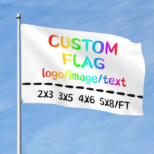 PRFELMG Personalisierte Flagge 2x3ft, Outdoor-Flaggen mit Ösen - Individuelles Fotobanner mit Bild/Logo/Text, gestalten Sie Ihr eigenes Garten-, Team- oder Festival-Schild - einseitiger Druck von PRFELMG