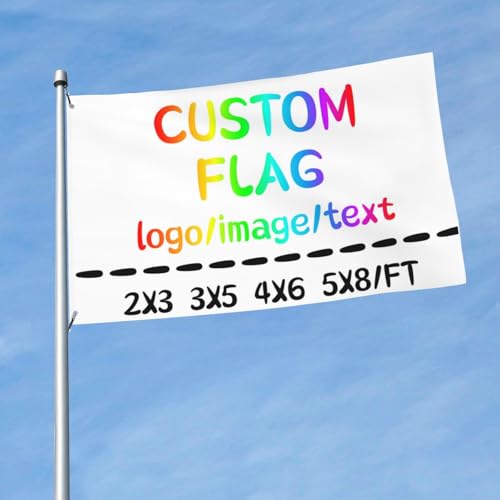 PRFELMG Personalisierte Flagge 4x6ft, Outdoor-Flaggen mit Ösen - Individuelles Fotobanner mit Bild/Logo/Text, gestalten Sie Ihr eigenes Garten-, Team- oder Festival-Schild - beidseitiger Druck von PRFELMG