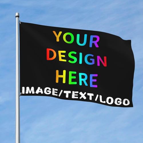 PRFELMG Personalisierte Gartenflagge 3x5 Ft Doppelseitig Outdoor - Gestalten Sie Ihre eigene Flagge mit Logo, Text, Bild für Geschäfts-, Urlaubs- oder Heimdekorationen von PRFELMG